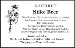 Traueranzeige Silke Beer