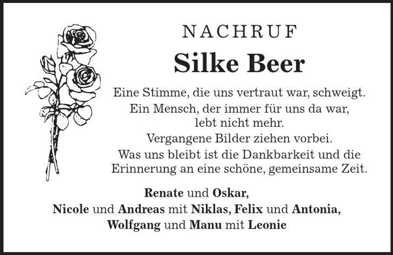 Traueranzeige Silke Beer