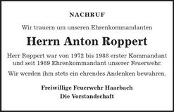 Traueranzeige Anton Roppert