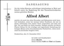 Traueranzeige Alfred Albert