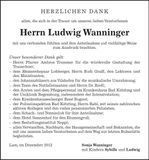 Traueranzeige Ludwig Wanninger