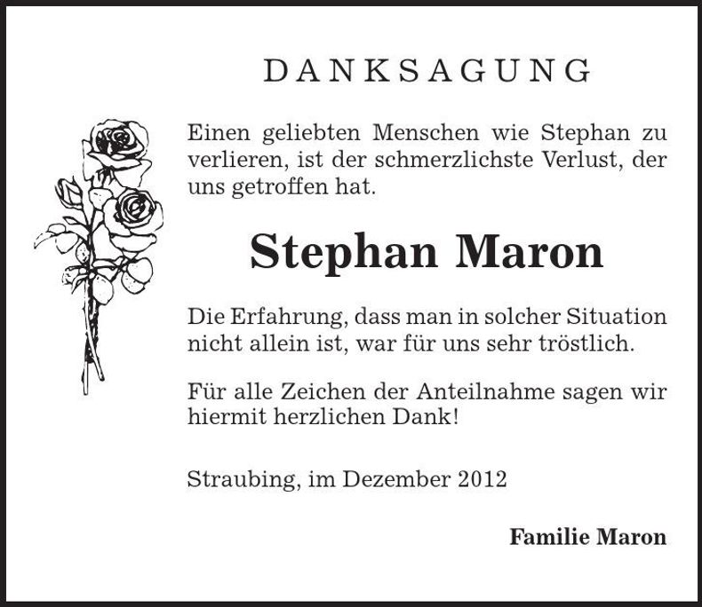 Traueranzeige Stephan Maron