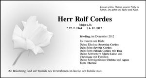 Traueranzeige Rolf Cordes