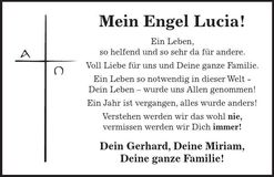 Traueranzeige Lucia Thoma