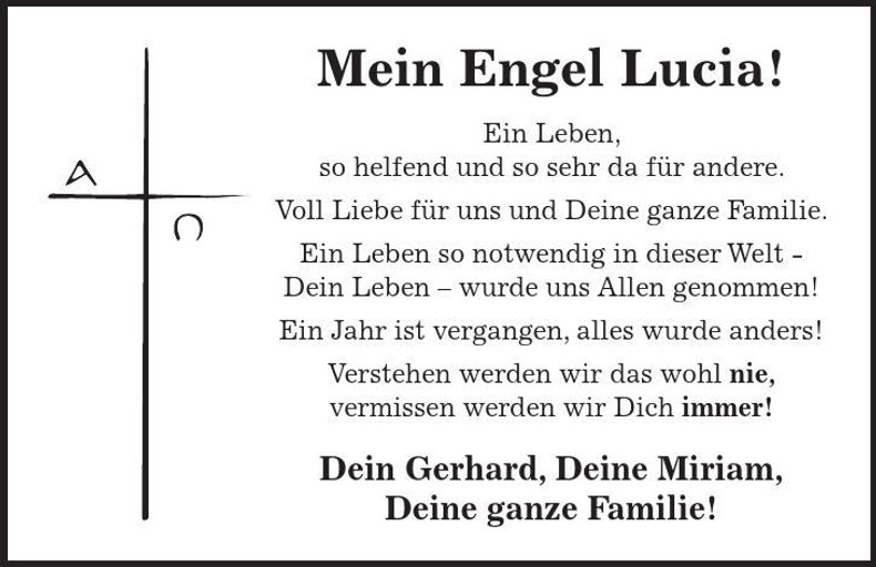 Traueranzeige Lucia Thoma