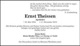 Traueranzeige Ernst Theissen