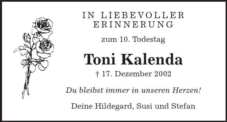 Traueranzeige Toni Kalenda