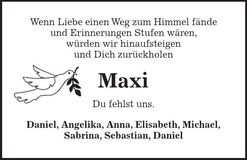 Traueranzeige Maxi Stiglmeier