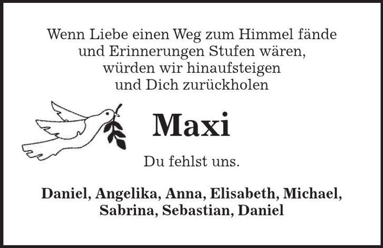 Traueranzeige Maxi Stiglmeier