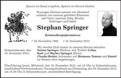 Traueranzeige Stephan Springer