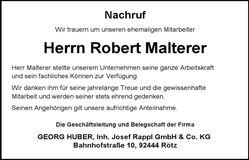 Traueranzeige Robert Malterer