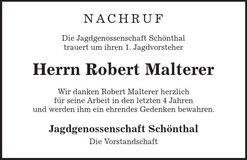 Traueranzeige Robert Malterer