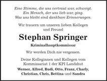 Traueranzeige Stephan Springer