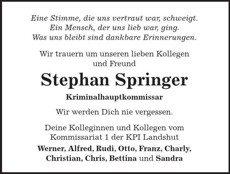 Traueranzeige Stephan Springer