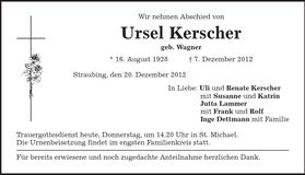 Traueranzeige Ursel Kerscher