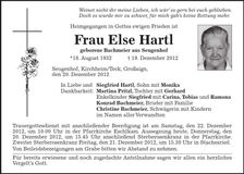 Traueranzeige Else Hartl