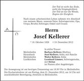 Traueranzeige Josef Kellerer
