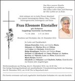 Traueranzeige Eleonore Etzstaller