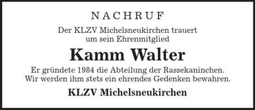 Traueranzeige Walter Kamm