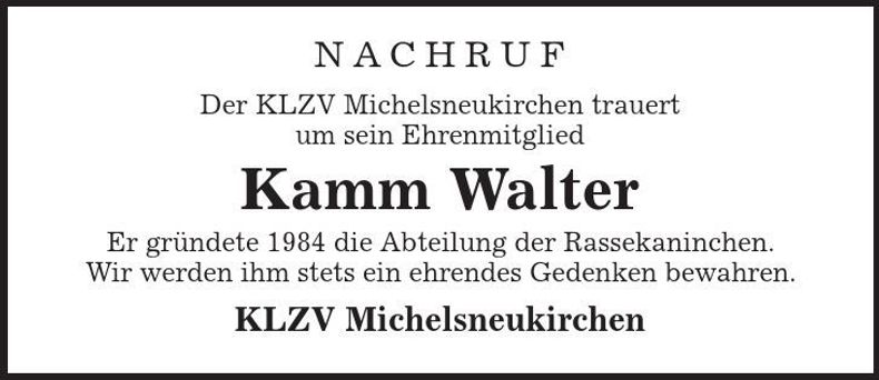 Traueranzeige Walter Kamm
