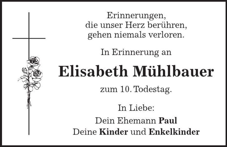 Traueranzeige Elisabeth Mühlbauer