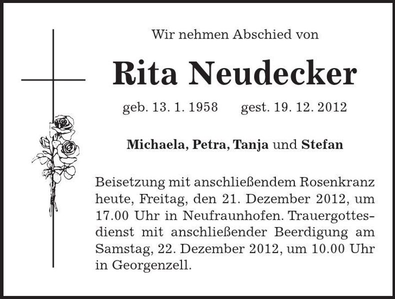 Traueranzeige Rita Neudecker