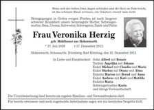 Traueranzeige Veronika Herzig