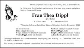 Traueranzeige Thea Dippl