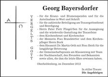 Traueranzeige Thomas Bayersdorfer