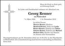 Traueranzeige Georg Renner
