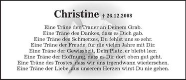 Traueranzeige Christine 