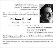 Traueranzeige Tarkan Bulut
