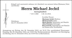 Traueranzeige Michael Jechtl