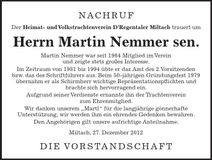 Traueranzeige Martin Nemmer