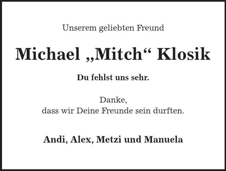 Traueranzeige Michael Klosik