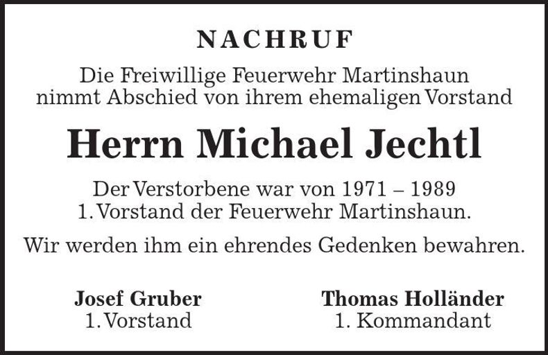Traueranzeige Michael Jechtl