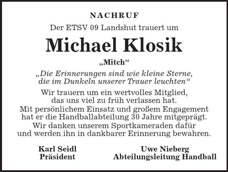 Traueranzeige Michael Klosik