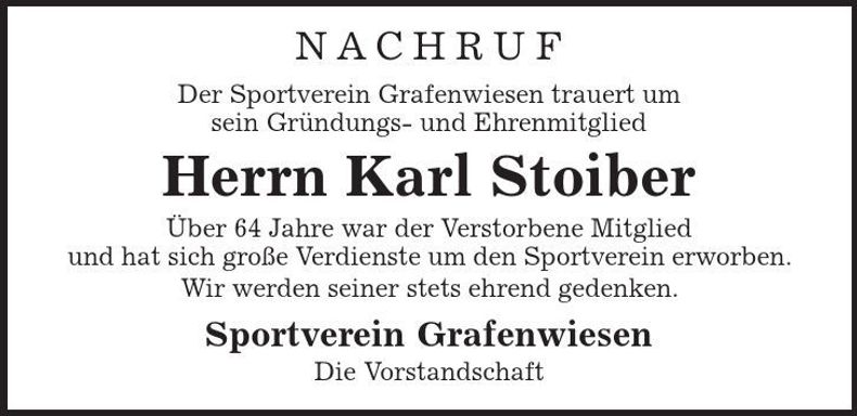 Traueranzeige Karl Stoiber