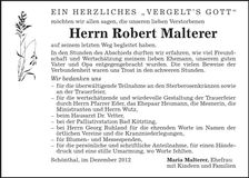 Traueranzeige Robert Malterer