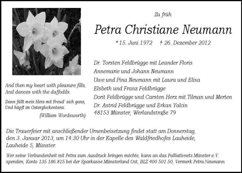 Traueranzeige Petra Christiane Neumann