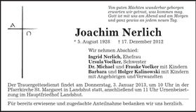 Traueranzeige Joachim Nerlich
