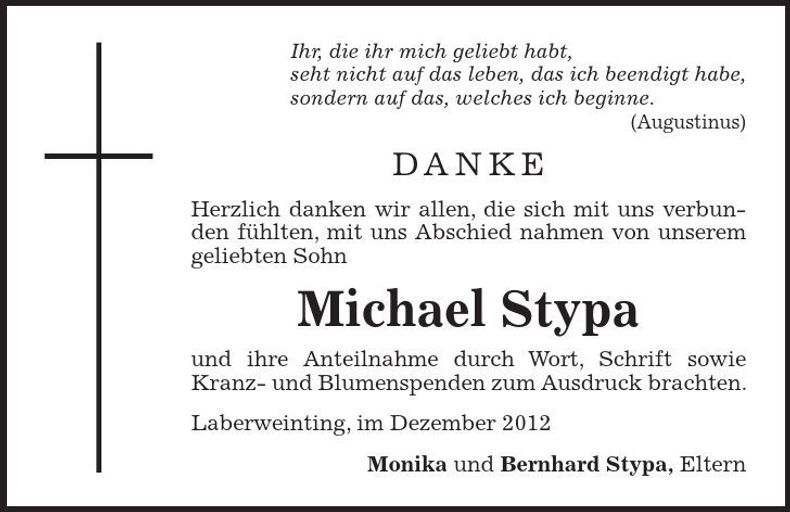 Traueranzeige Michael Stypa