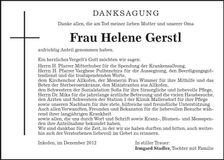 Traueranzeige Helene Gerstl