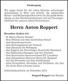 Traueranzeige Anton Roppert