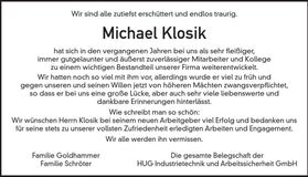 Traueranzeige Michael Klosik