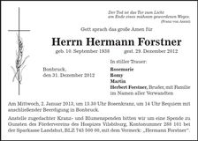 Traueranzeige Hermann Forstner