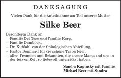 Traueranzeige Silke Beer