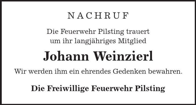 Traueranzeige Johann Weinzierl