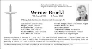Traueranzeige Werner Bröckl