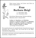 Traueranzeige Barbara Heigl